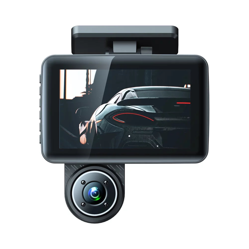 Andoer 3 Cameras Dash Cam 4in Clear Car Rearview Mirror Car Video Recording Camcorder Wide Angle Car Camera Recorder Auto Safety Driving Recorder