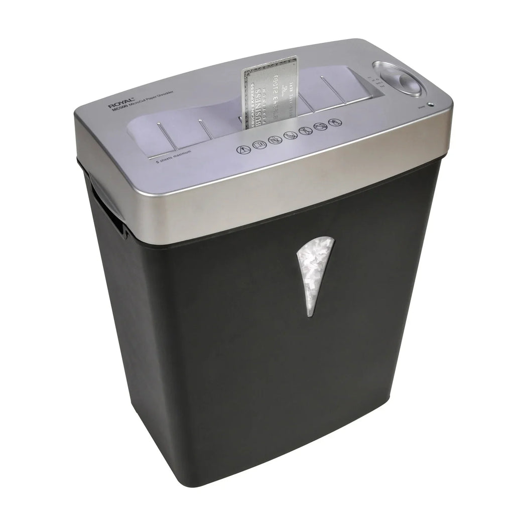 Royal  Paper Shredder - Micro Cut - 5 Per Pass - for shredding Paper, Credit Card - 0.157" x 0.394" Shred Size - 4 gal Wastebin Capacity - Black, Silver