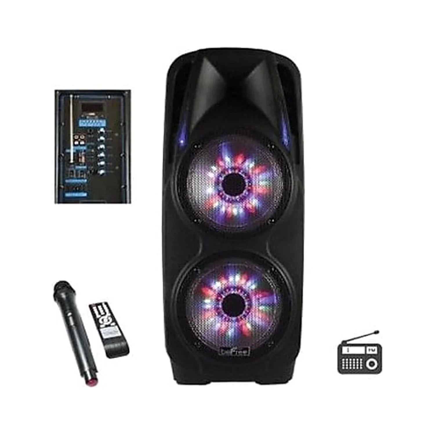 beFree Sound 2x's 10 Inch Woofer Portable Bluetooth Powered  Tailgate Party Speaker