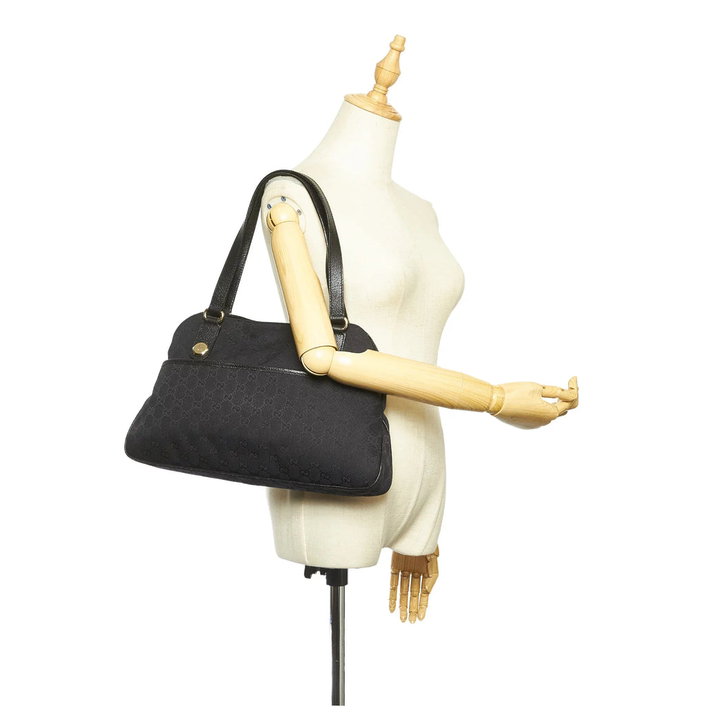 Pre-Owned Gucci  Shoulder Bag Canvas Fabric Black Women (Good)