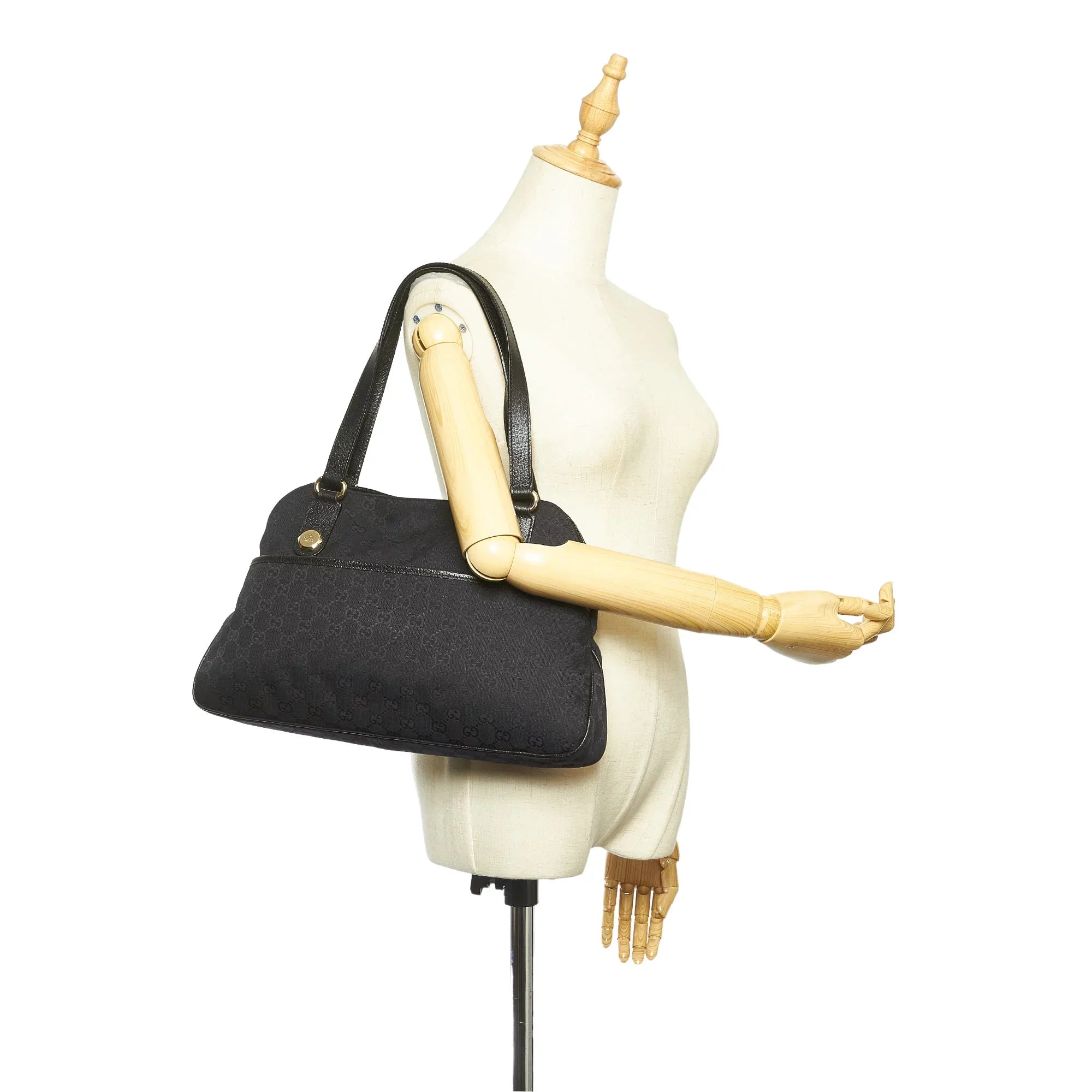 Pre-Owned Gucci  Shoulder Bag Canvas Fabric Black Women (Good)