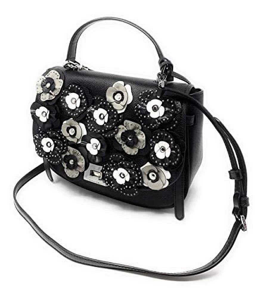 Michael Kors Cassie Large Th Satchel Leather Handbag Bag, Black/Floral
