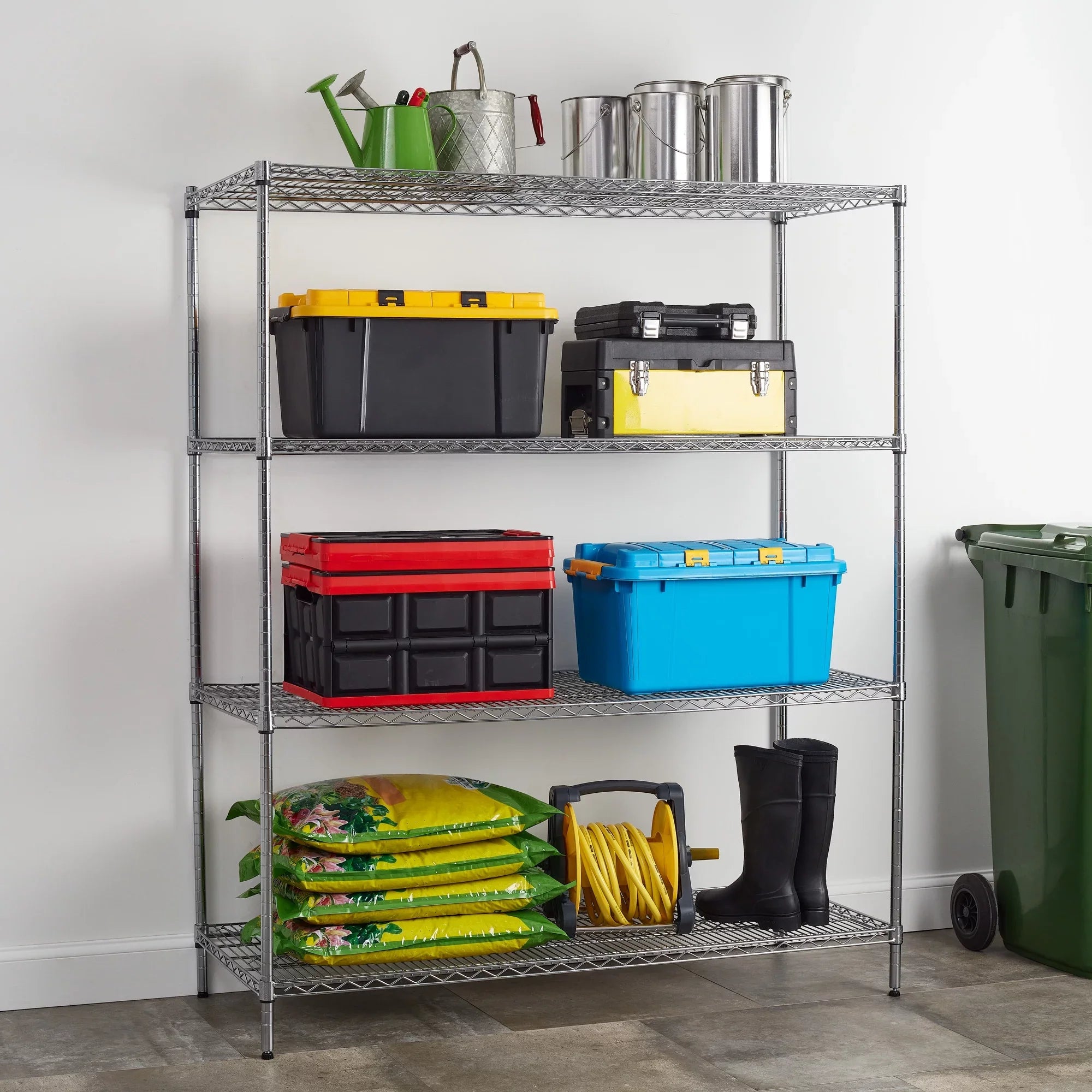 Hyper Tough Steel 4-Tier Storage Shelf Unit 72" x 60" x 24", 4000lb Total Capacity, Chrome