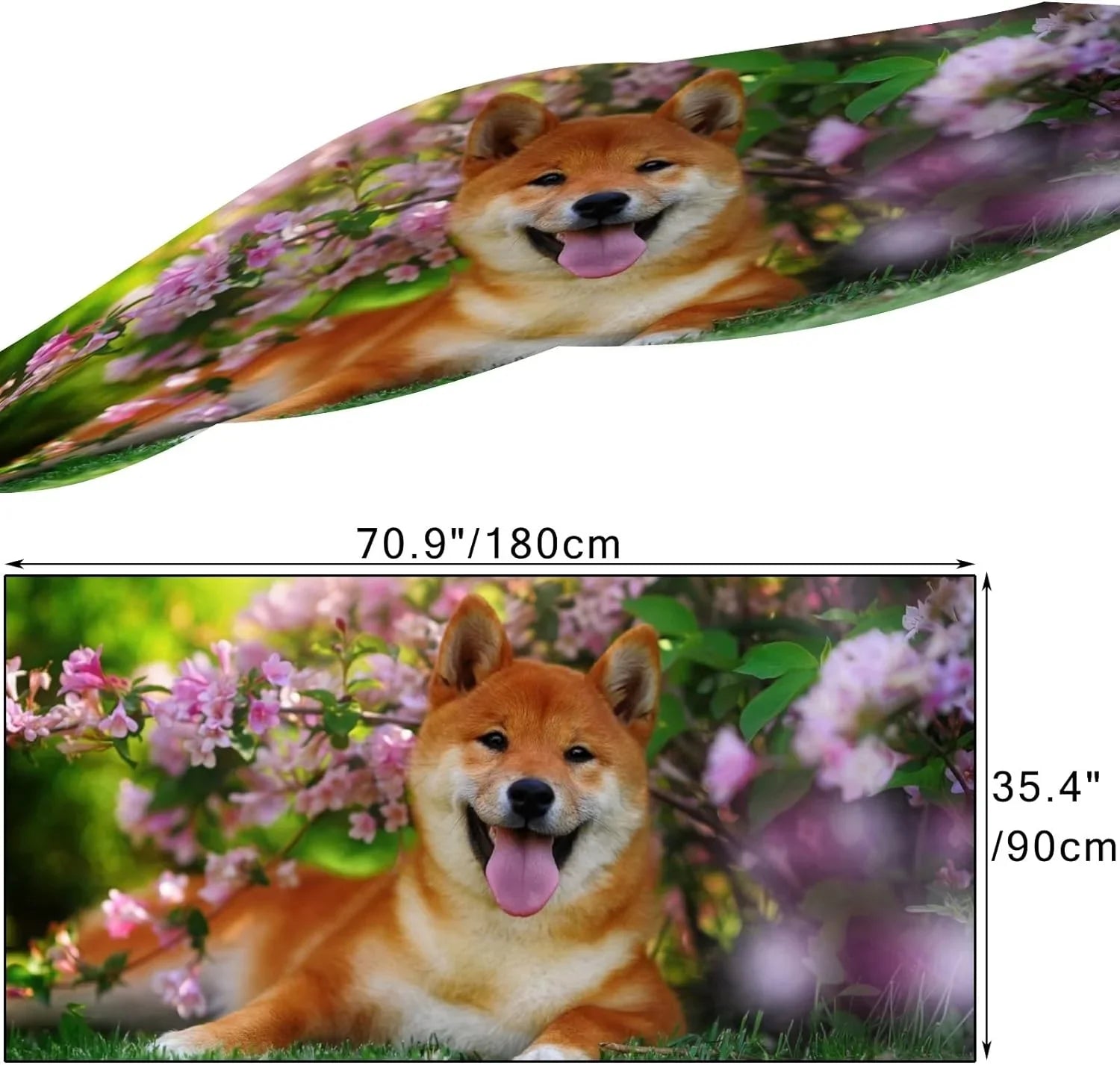 Hyjoy Dog Lying In Flowers Long Silk Neck Scarf Lightweight Shawl Wrap Scarves for Women Girls