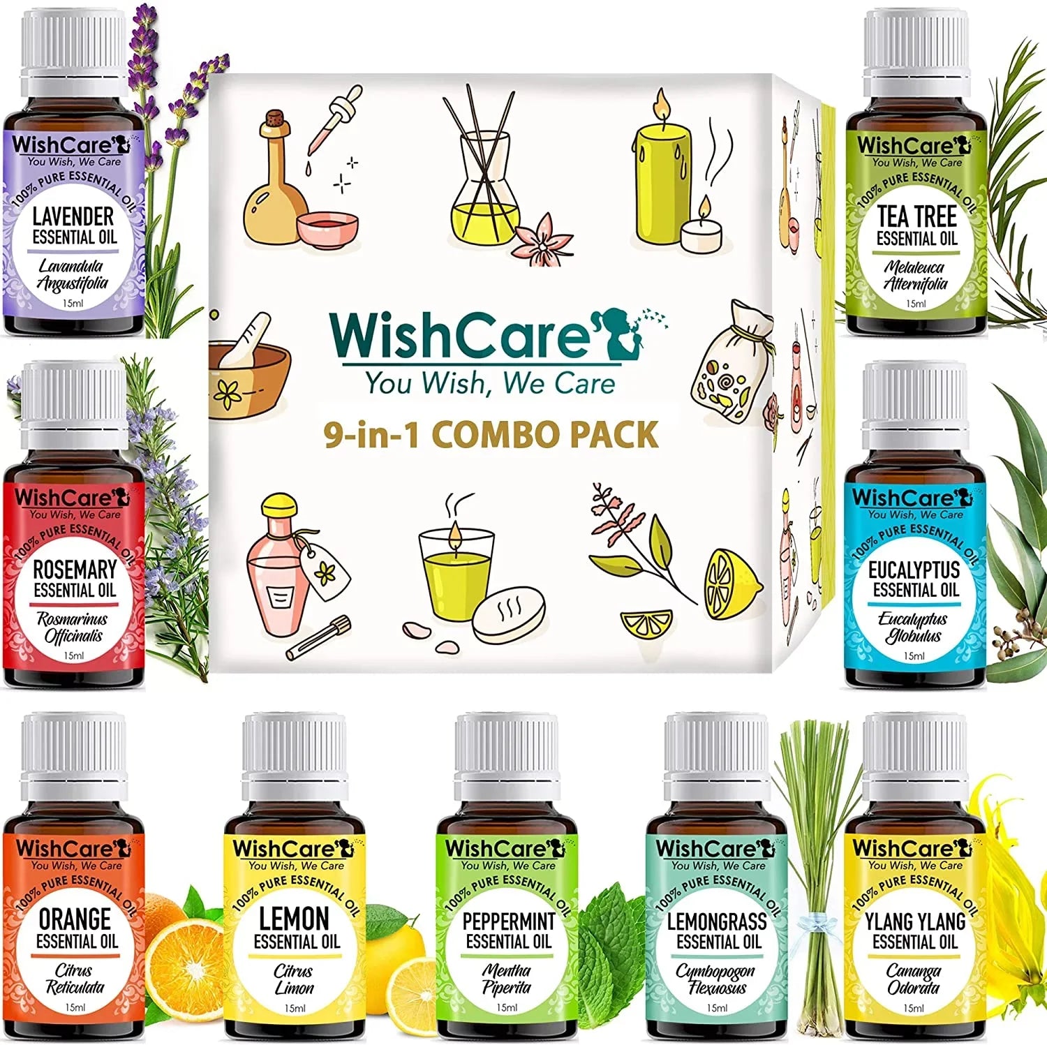 WishCare Tea Tree Essential Oil 15  - 100% Pure, Undiluted & Natural - For Skin, Hair and Acne Care