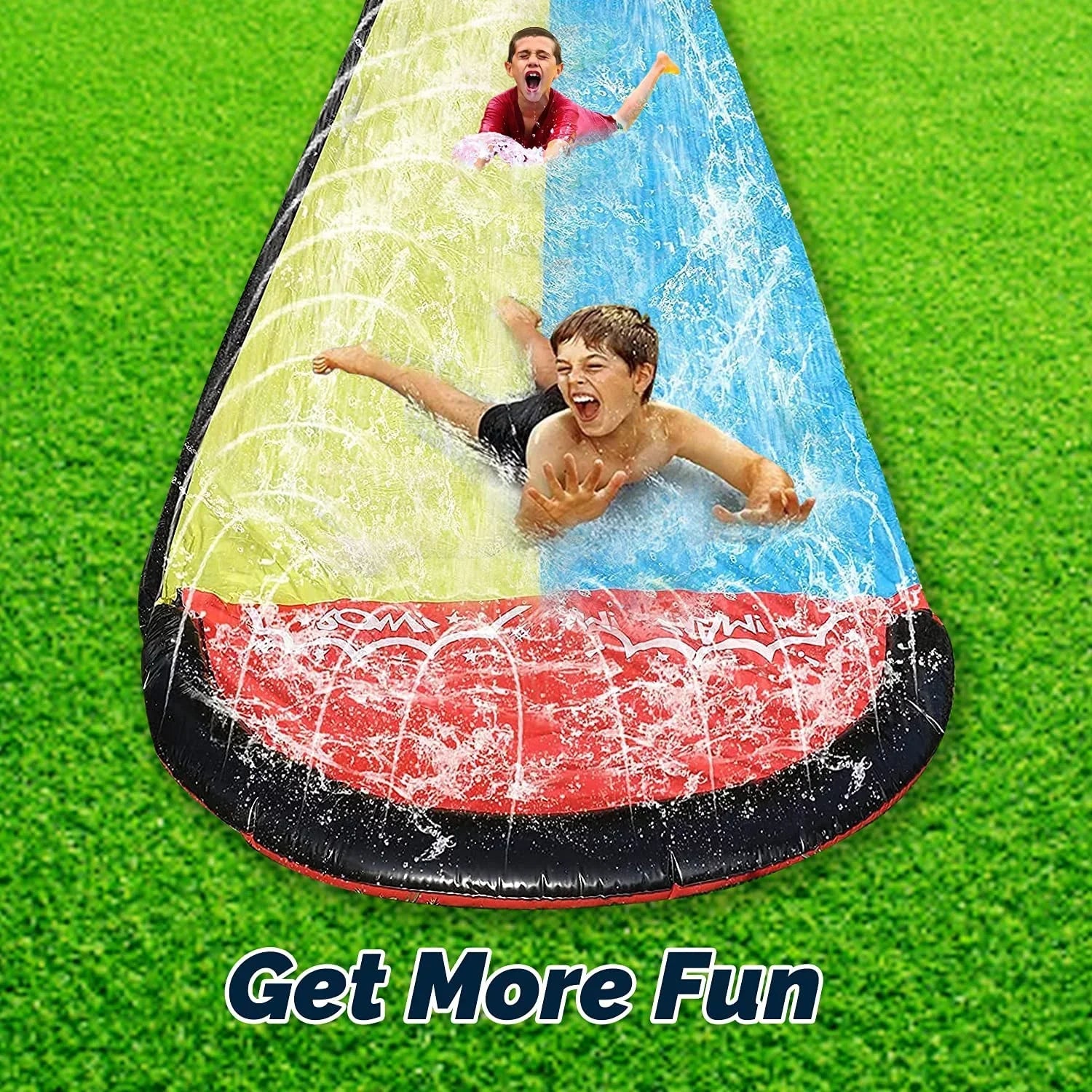 Narcisur 15.5ft Inflatable Water Slide with Two Crash Pad and Sprinklers, Dual Racing Lanes for Backyard