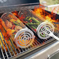 2PC Rolling Grilling Basket，Round Barbecue  Grilling Basket ，Portable Outdoor Camping  Rack for Fish, Shrimp, Vegetables, Barbeque Griller Cooking Accessories