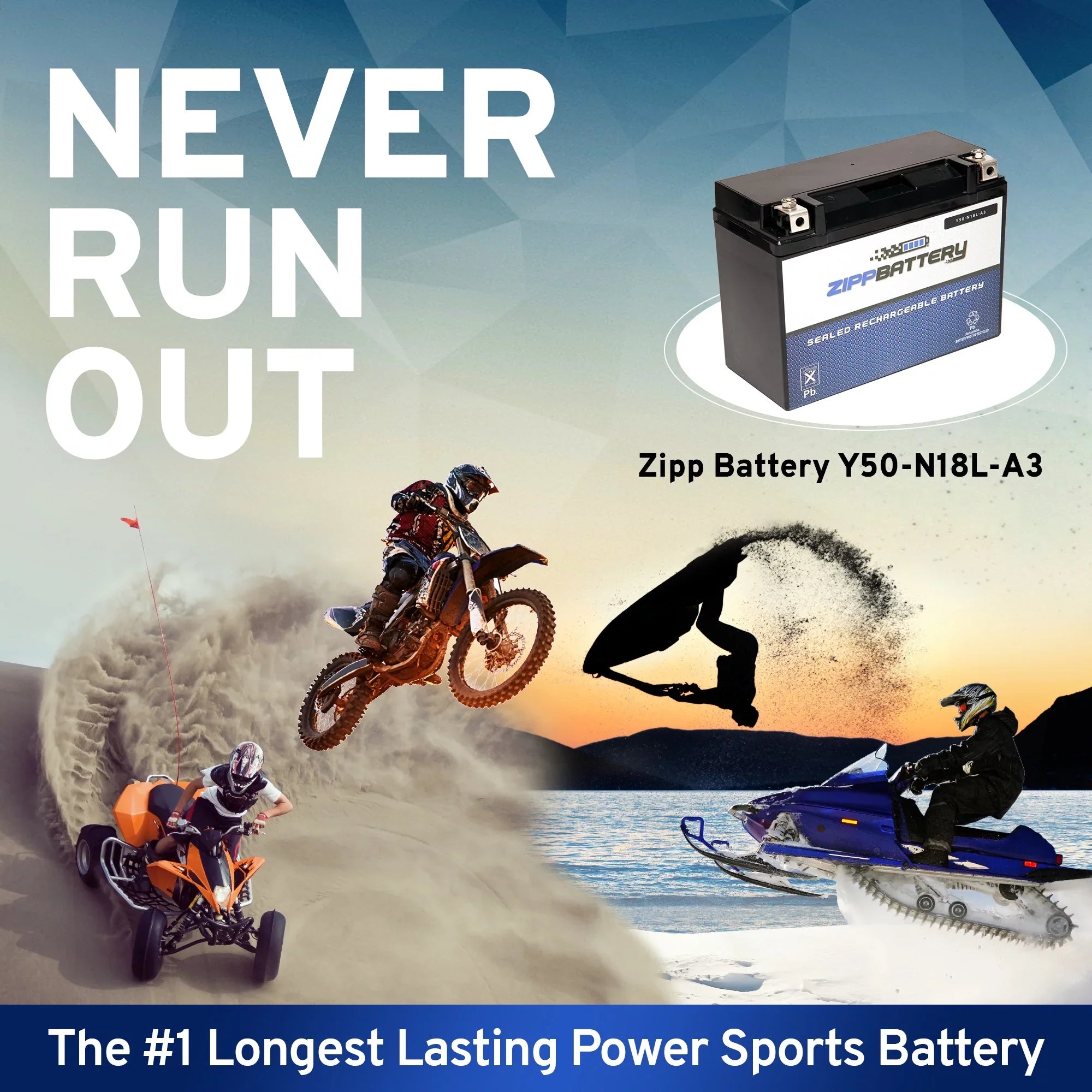 Zipp Battery -- (50-- 12 Volt,20 Ah, 260 ) Motorcycle Battery for Yamaha 1300cc Xvz13 Venture/royale 1991