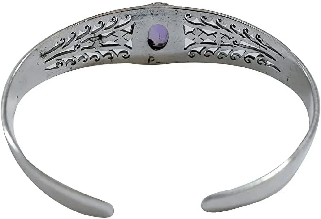 Genuine Purple Amethyst Gemstone Handmade Cuff Bracelet for Men Women, Genuine 925 Sterling Silver Fashion Bracelets, Adjustable Designer Jewelry for Gifts