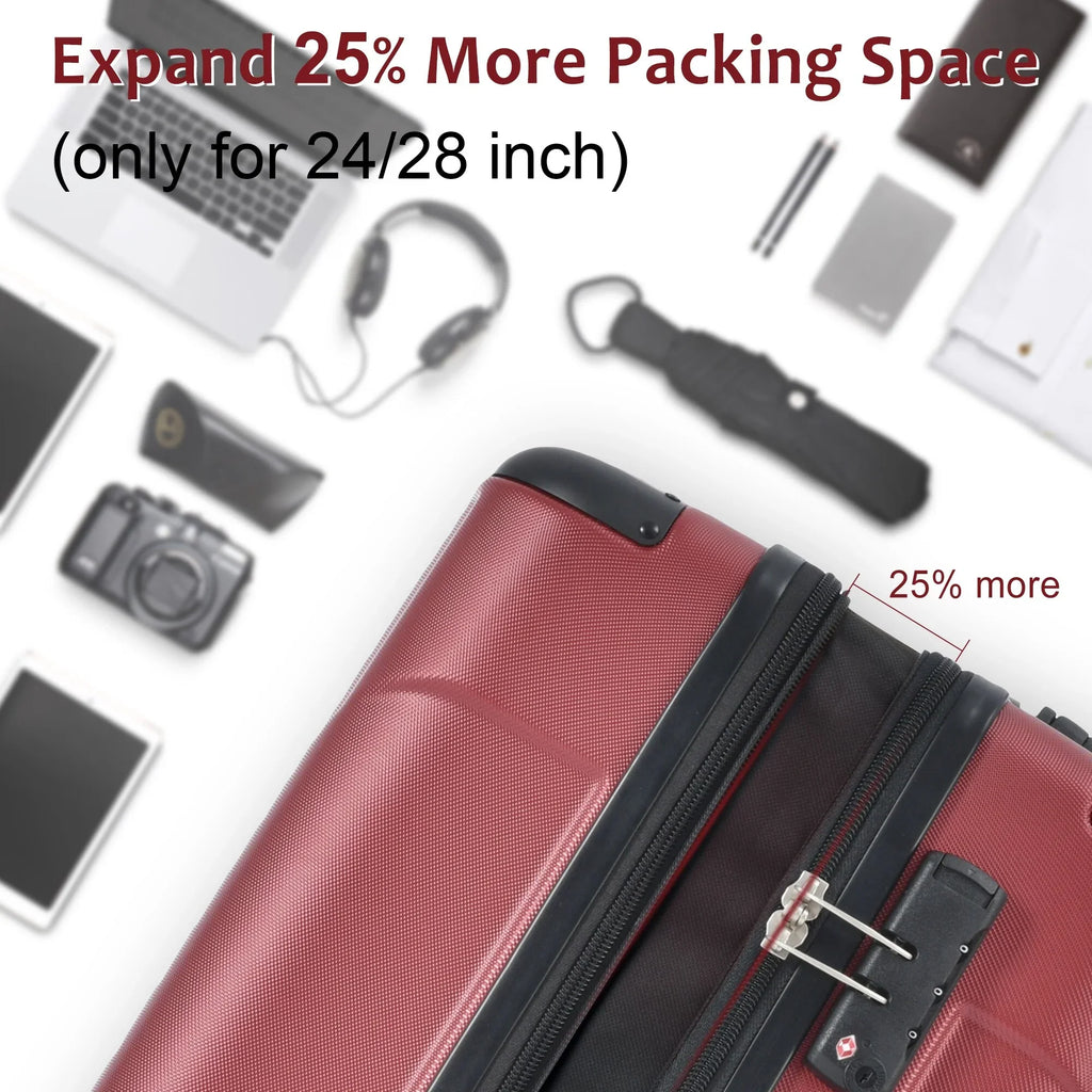 Luggage Suitcase  with  Lock Spinner and Adjustable Handle Carry on Expansion Hardshell Lightweight 20in, Airline Approved