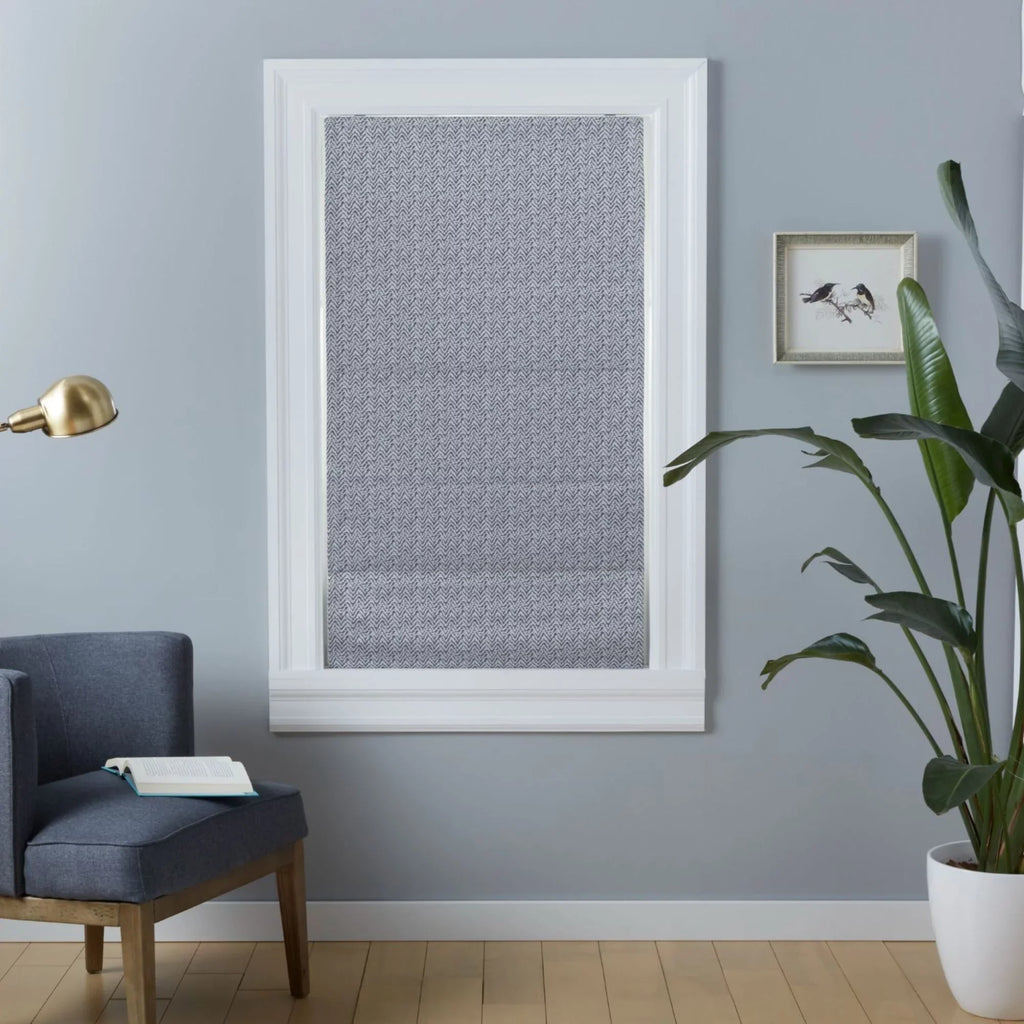 Exclusive Home Esme Total Blackout Roman Shade, 23"x64", Dark Grey