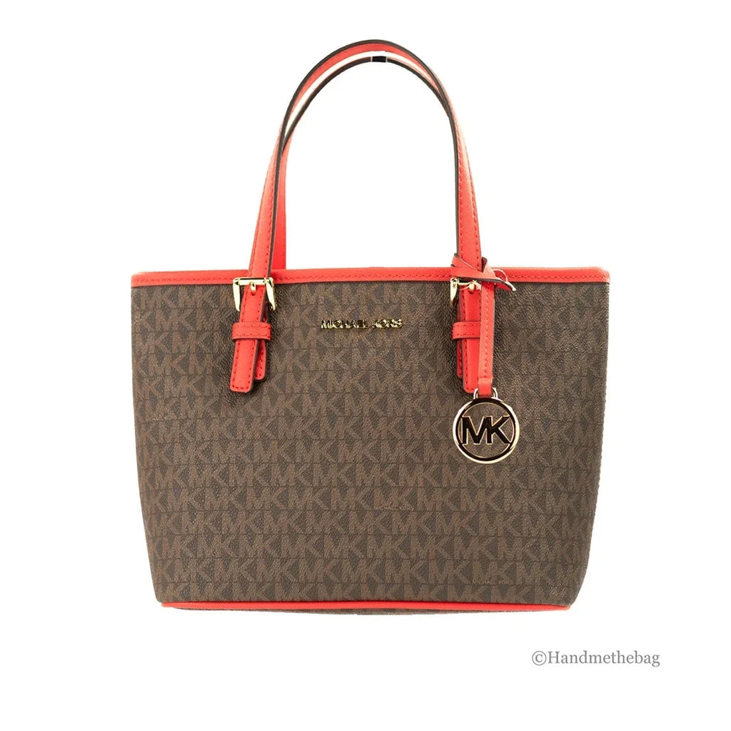 Michael Kors Jet Set Travel Extra-Small Logo Top-Zip Tote Bag (Dark Sangria)