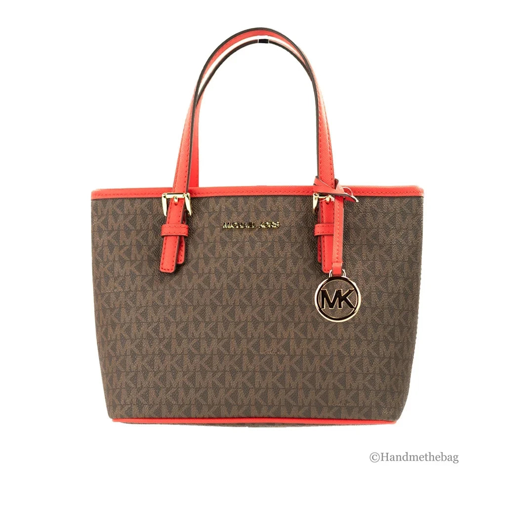 Michael Kors Jet Set Travel Extra-Small Logo Top-Zip Tote Bag (Dark Sangria)