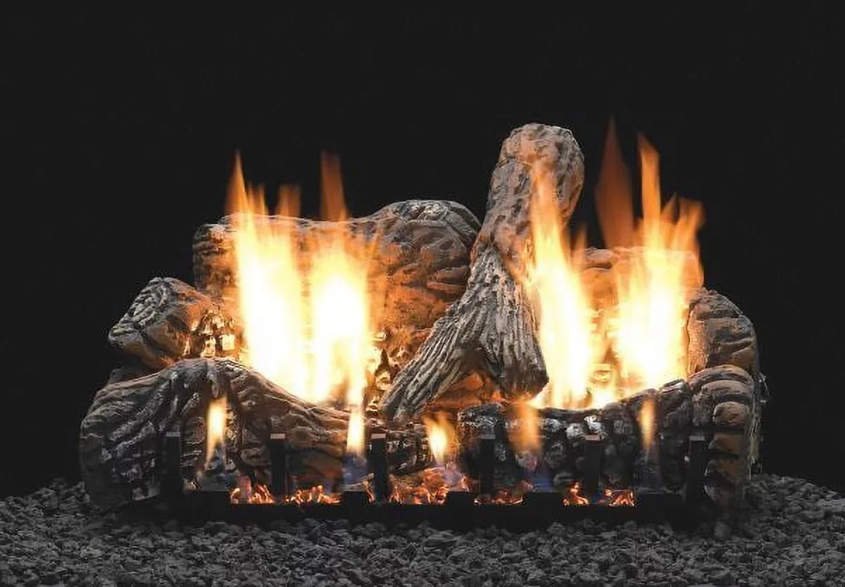30" Charred Oak Logset with  / Slope Glaze Burner,