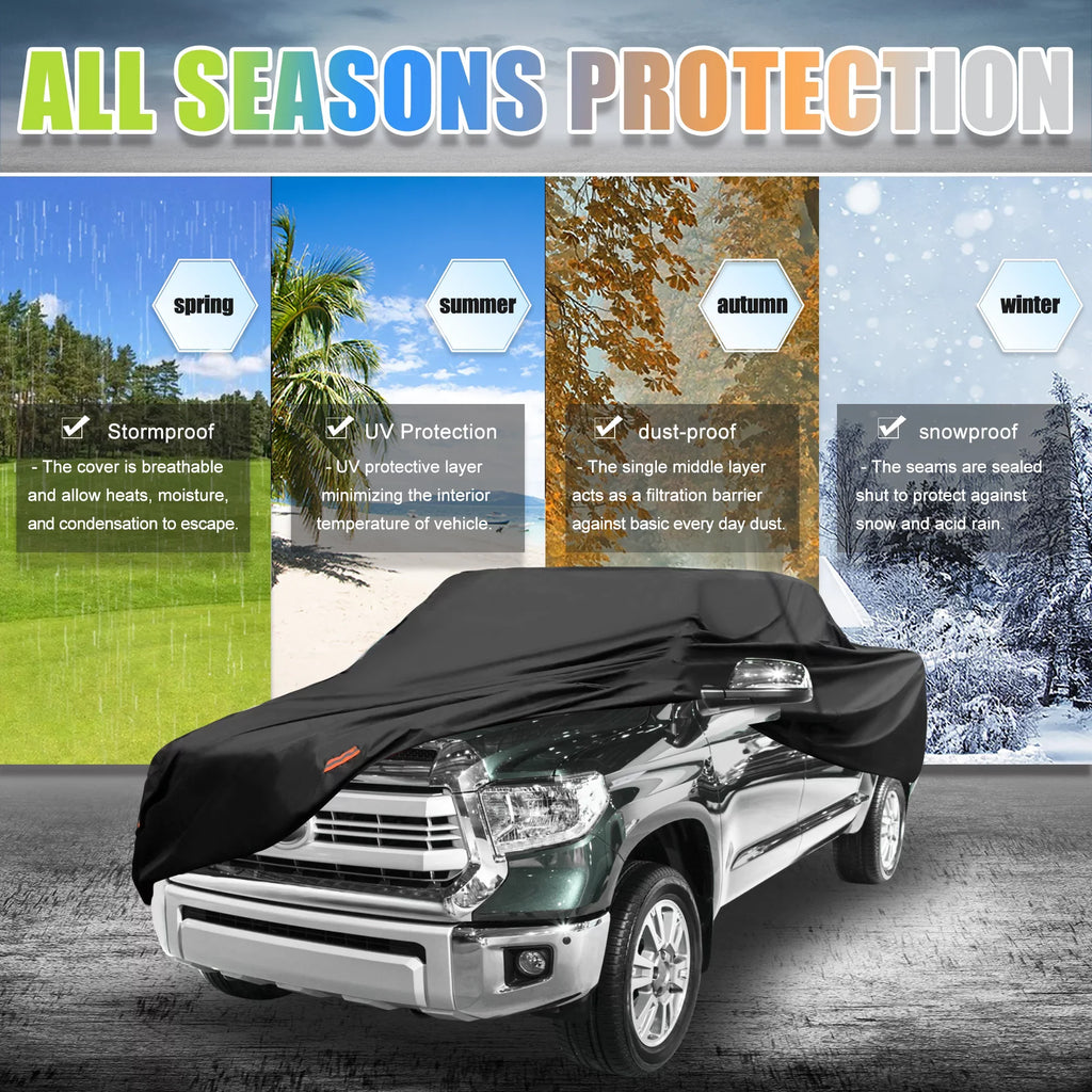 Black Pickup Truck Cover for Toyota Tacoma Extended Cab Crew Cab 4-Door 05-2021
