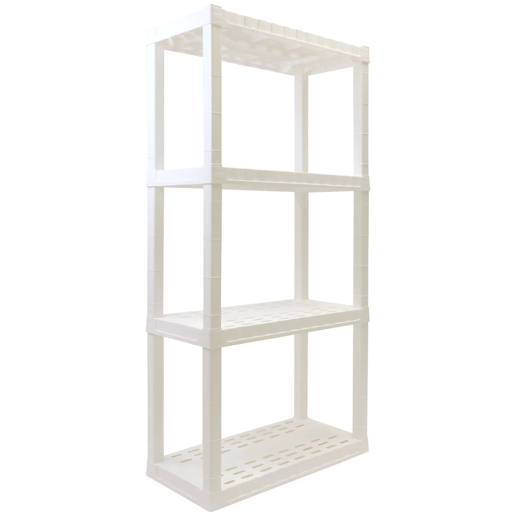 Hyper Tough 4-Tier Shelving Unit,  x  x " Multipurpose Home Storage Plastic Shelf Organizer, White