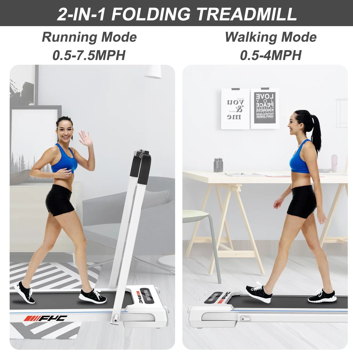 Dcenta  2 in 1 Under Desk Treadmill - 2.5  Folding Treadmill for Home, Installation-Free Foldable Treadmill Compact Electric Running Machine, Remote Control &  Display Walking Running Joggi