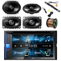2DIN  Car Stereo Receiver with Pyle License Plate Mount Rear View Color Camera, Pioneer 250W 6x8" 2-Way (Pair), Pioneer 4x6 2-Way 200W Car (Pair) & Enrock 16G 50'  Wire