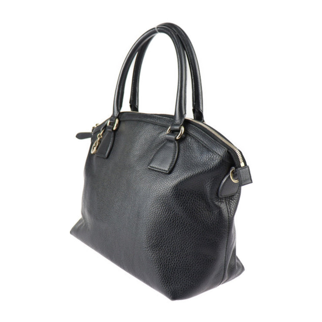 Pre-Owned  Gucci Interlocking  Handbag 449651 Leather Black Gold Hardware 2WAY Tote Bag Shoulder (Good)