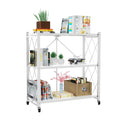 QRInnovations 3/4 Tier Heavy Duty Metal Rack Storage Modern Style Shelving White