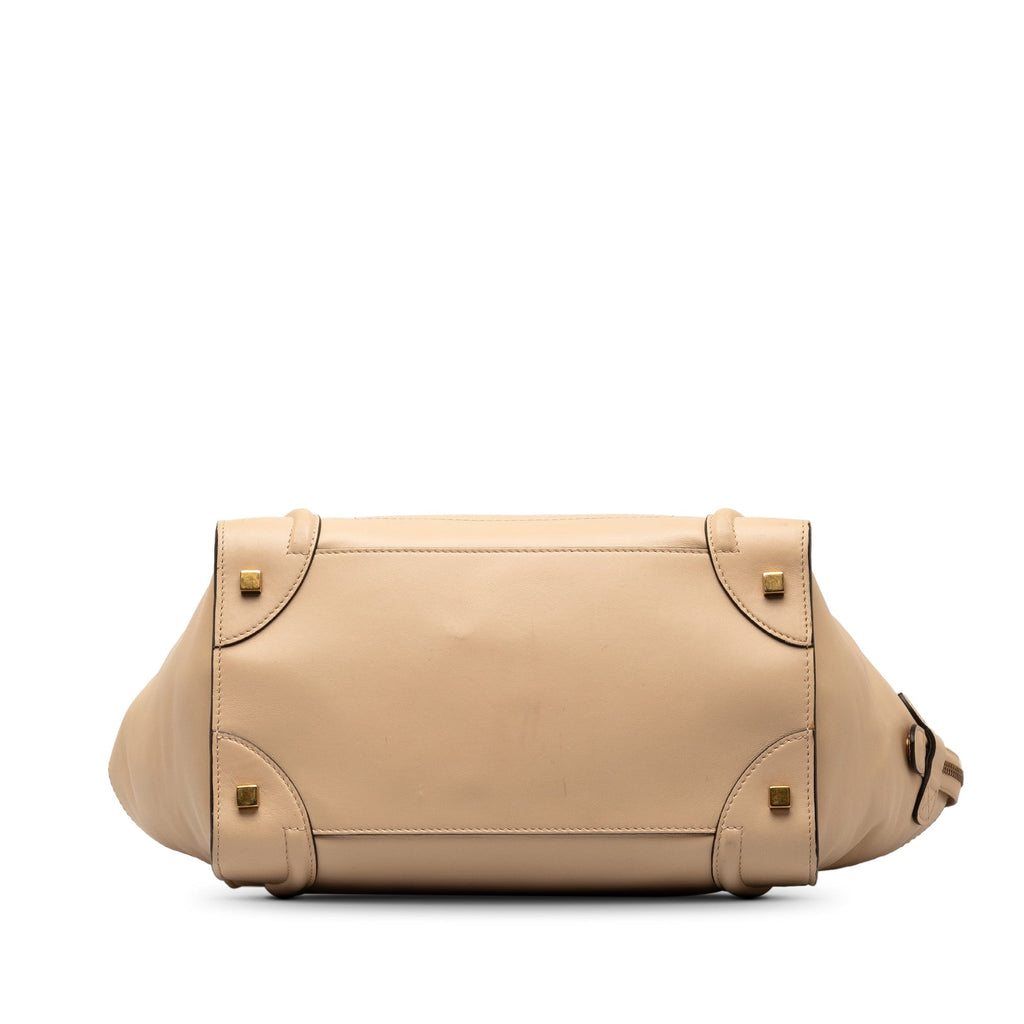 Pre-Owned Authenticated Celine Mini Bicolor Luggage Tote Calf Leather Brown Tote Bag Unisex (Good)