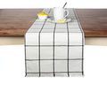 Sticky Toffee Table Runner Cotton Farmhouse Plaid 14 in x 72 in, Table Décor for Kitchen or Dining, Cream Cloth Woven Table Runners