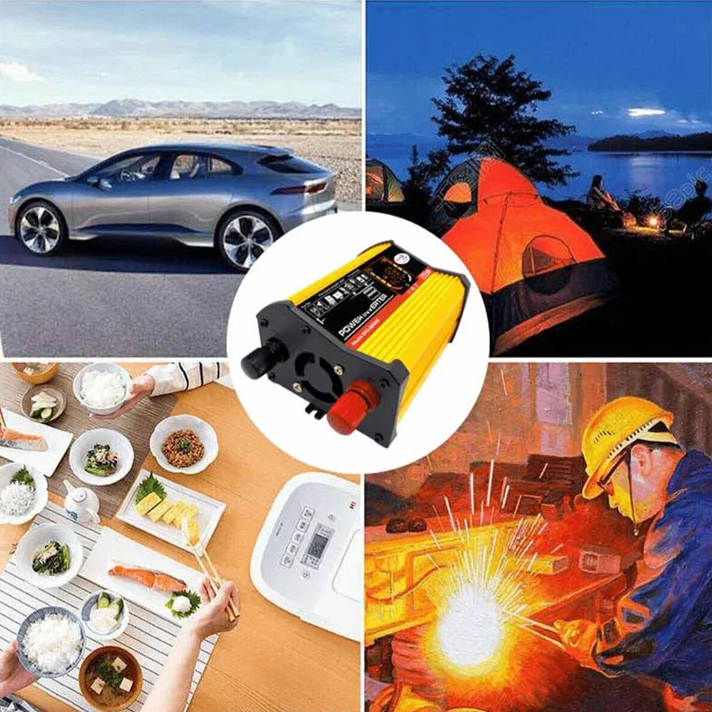 6000W Car Power Inverter Reted 500W - Modified Sine Wave Intelligent Digital Display 2  Ports Fast Charging Auto Charger Converter Adapter