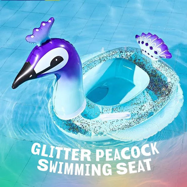 Malai Swim Party Toys Inflatable Glitter Pool Float Peacock Designed with Fast Valves Lounge Raft Decorative Water Game Fun Beach Floaties for Kids | 48 Inch