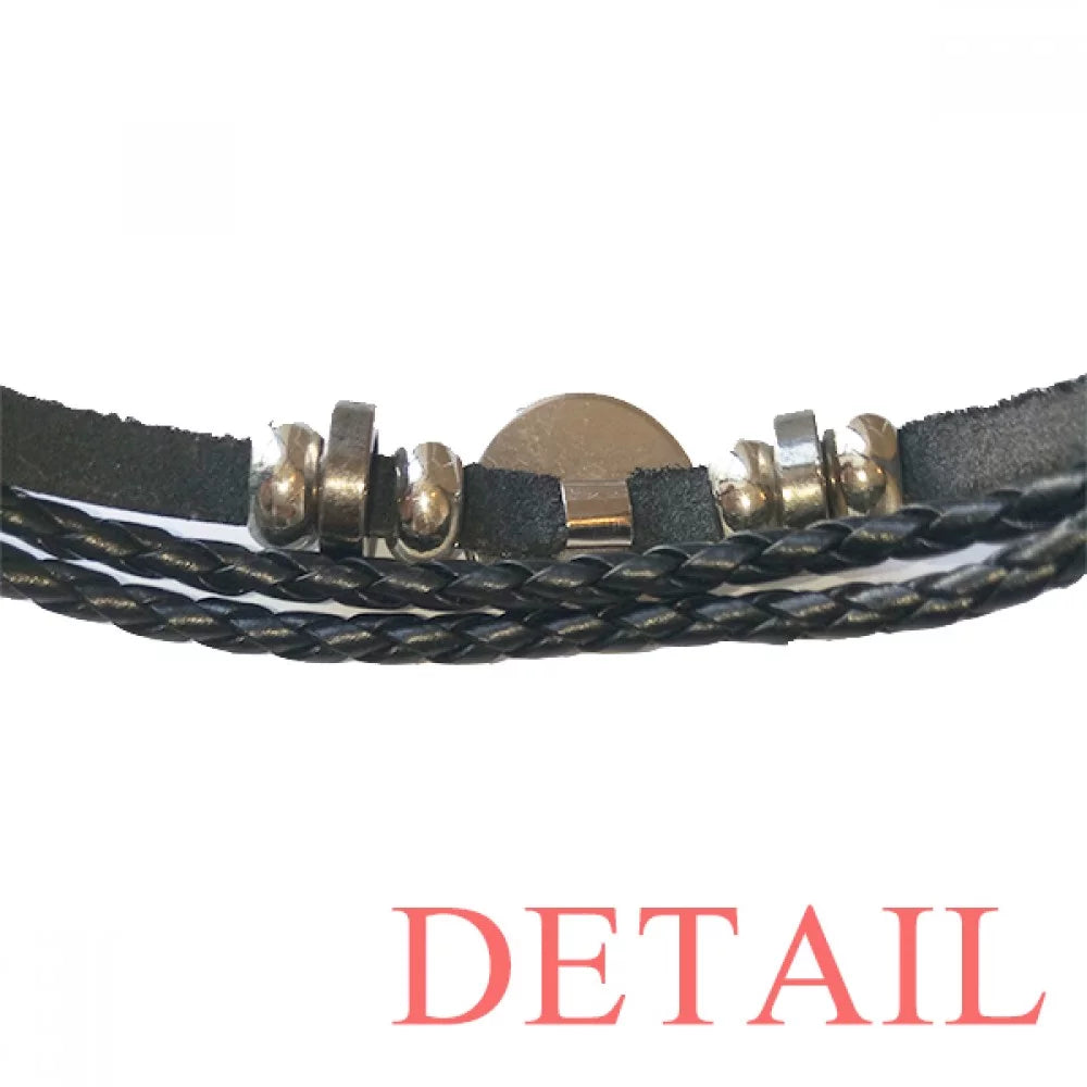 White Music Signature Black Bracelet Braided Leather Woven Rope Wristband