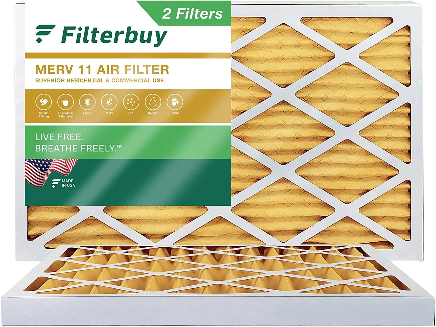 Filterbuy 11.5x21x2  11 Pleated   Furnace Air Filters (2-Pack)