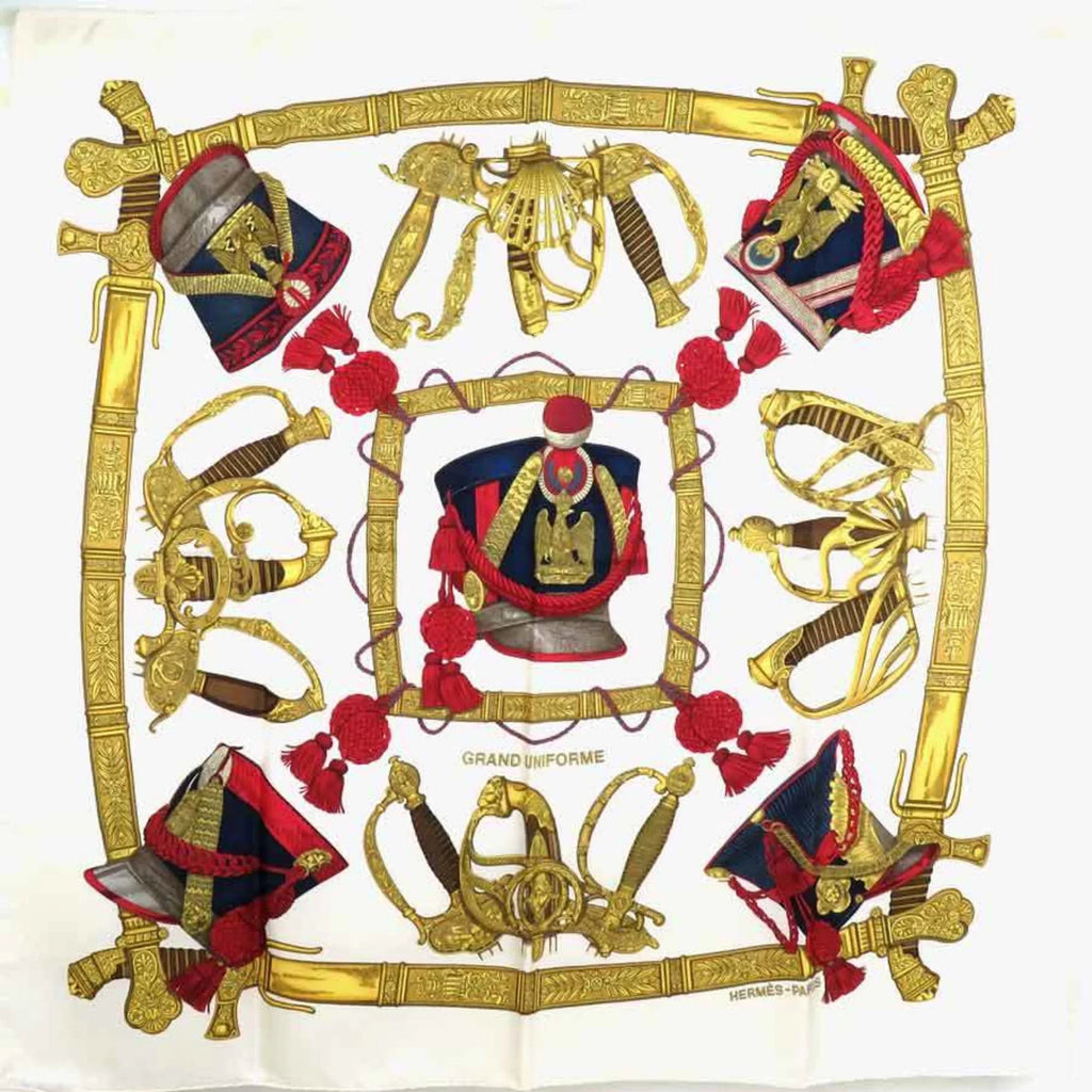 Pre-Owned Hermes  Scarf Carre 90   Silk Off-White/Multicolor Ladies (Good)
