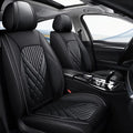 Fit Hyundai Kona 2018-2024 Car Seat Cover 5-seat Faux Leather Full Set Compatible Airbag(Black)