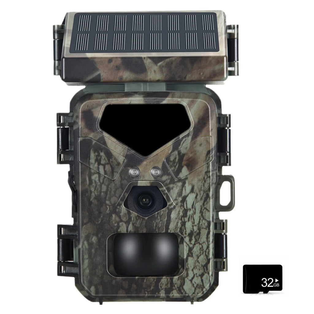 Trail Camera Solar Powered 20MP 1080P Game Camera 0.3s Trigger Time Hunting Cam with Night Vision Motion Activated  Waterproof Loop Recording for Wildlife