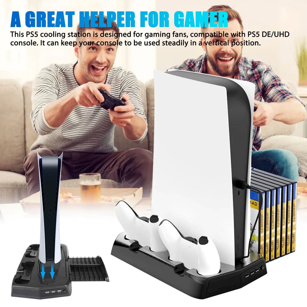 Charging Dock For  Controller w/Console Stand Cooling Fans 14 Games Disk Slot