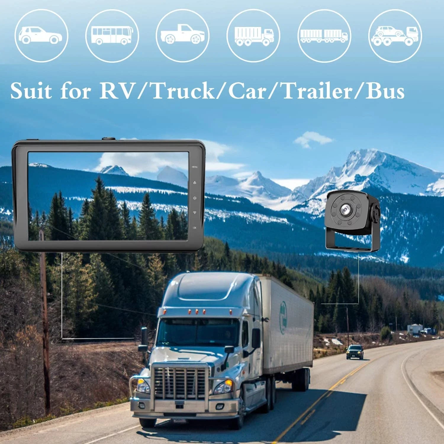 Erapta Backup Camera with 7'' Monitor Rear View Camera  with 1080P Advanced Recording Function,  Waterproof, Night Vision for /Pickup/Truck/Trailer/Bus