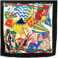 Pre-Owned Gucci Silk Scarf Muffler Stole Black x Multicolor  | Ladies (Good)