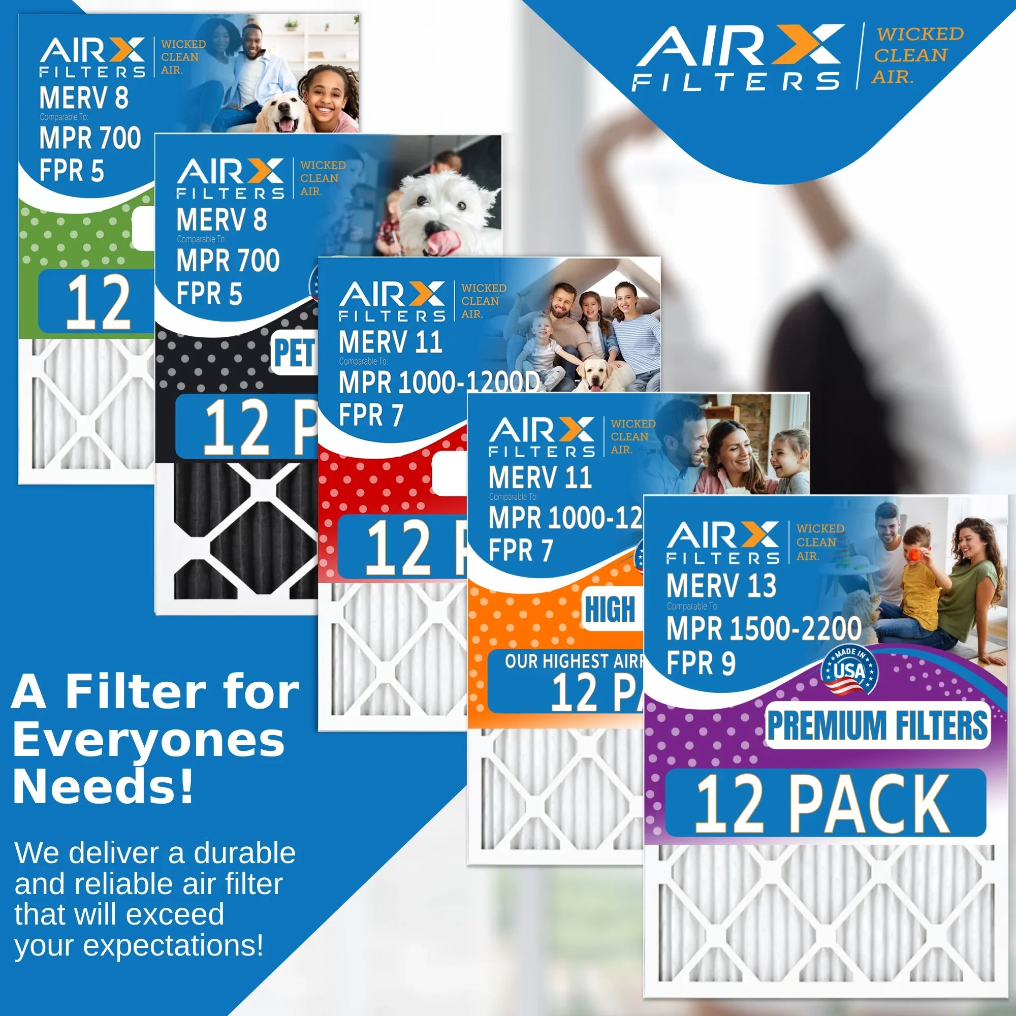 18x24x1 Air Filter  11 Rating, 12 Pack of Furnace Filters Comparable to  1000,  1200 &  7 - Made in  by     .