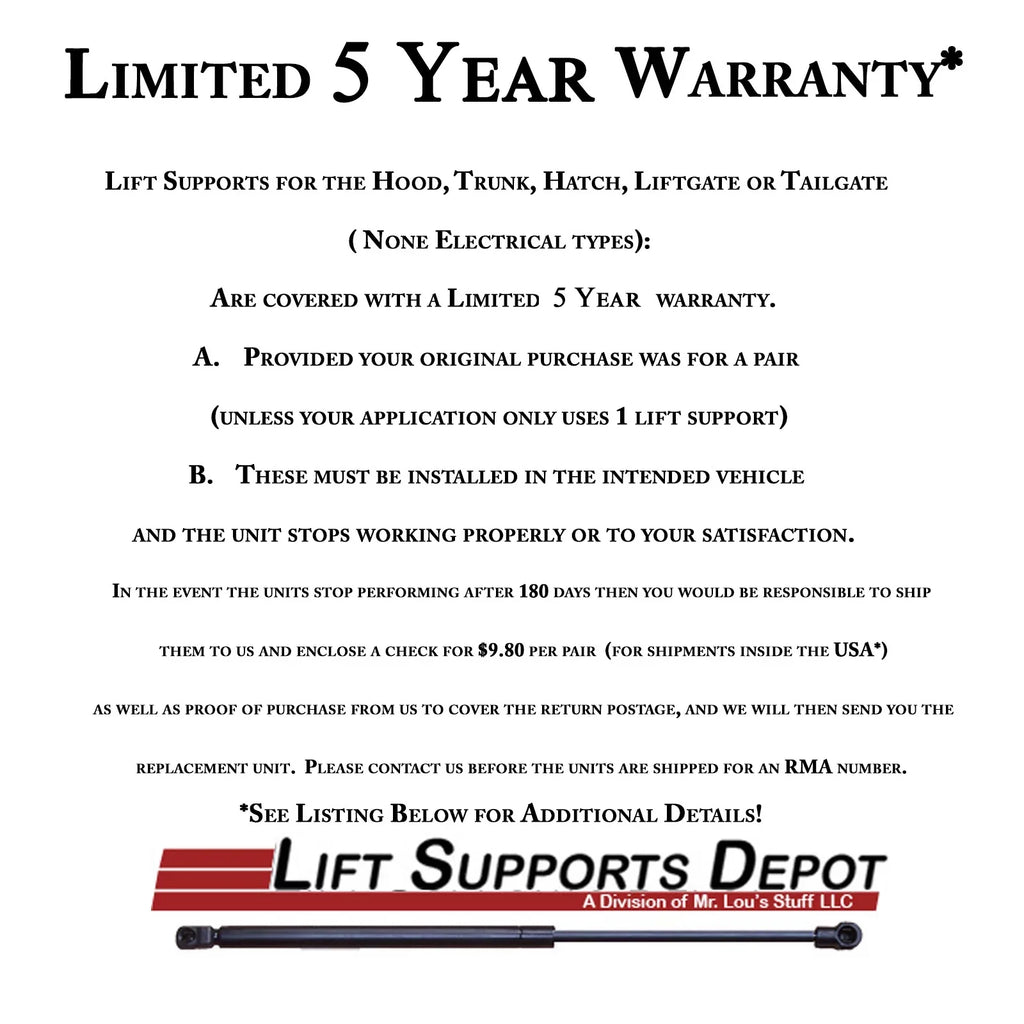 Qty 2 Made by Strong Arm 4643 Fits Mustang 94 to 04 Trunk Lift Supports / Spoiler Fits select: 1994-2004