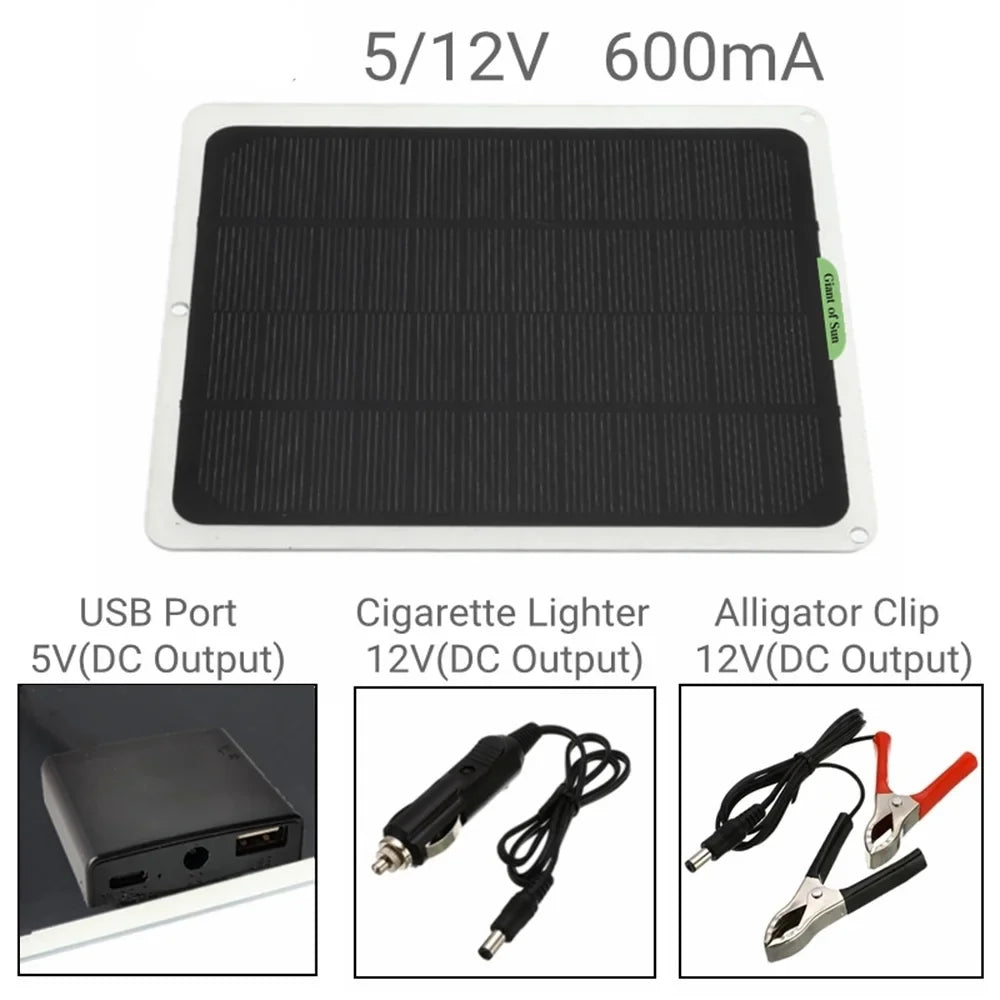 occkic 20W 12V/5V Monocrystalline Charging Flexible Solar Panels with Battery Clips for Cars  Yachting Charger Outdoor Charger