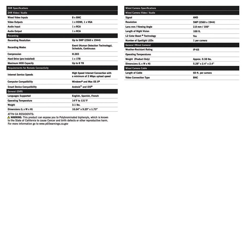 Night Owl 8 Channel 5MP  with Human Detection Technology, 1   and 6 Light Cameras