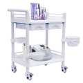 2 Tier Rolling Beauty Spa Trolley Cart, Mobile Utility Cart Trolley Spacious Spa Beauty Salon Rolling Trolley with 360°Rotate Wheels for Hospital Dental Clinic Beauty Salon