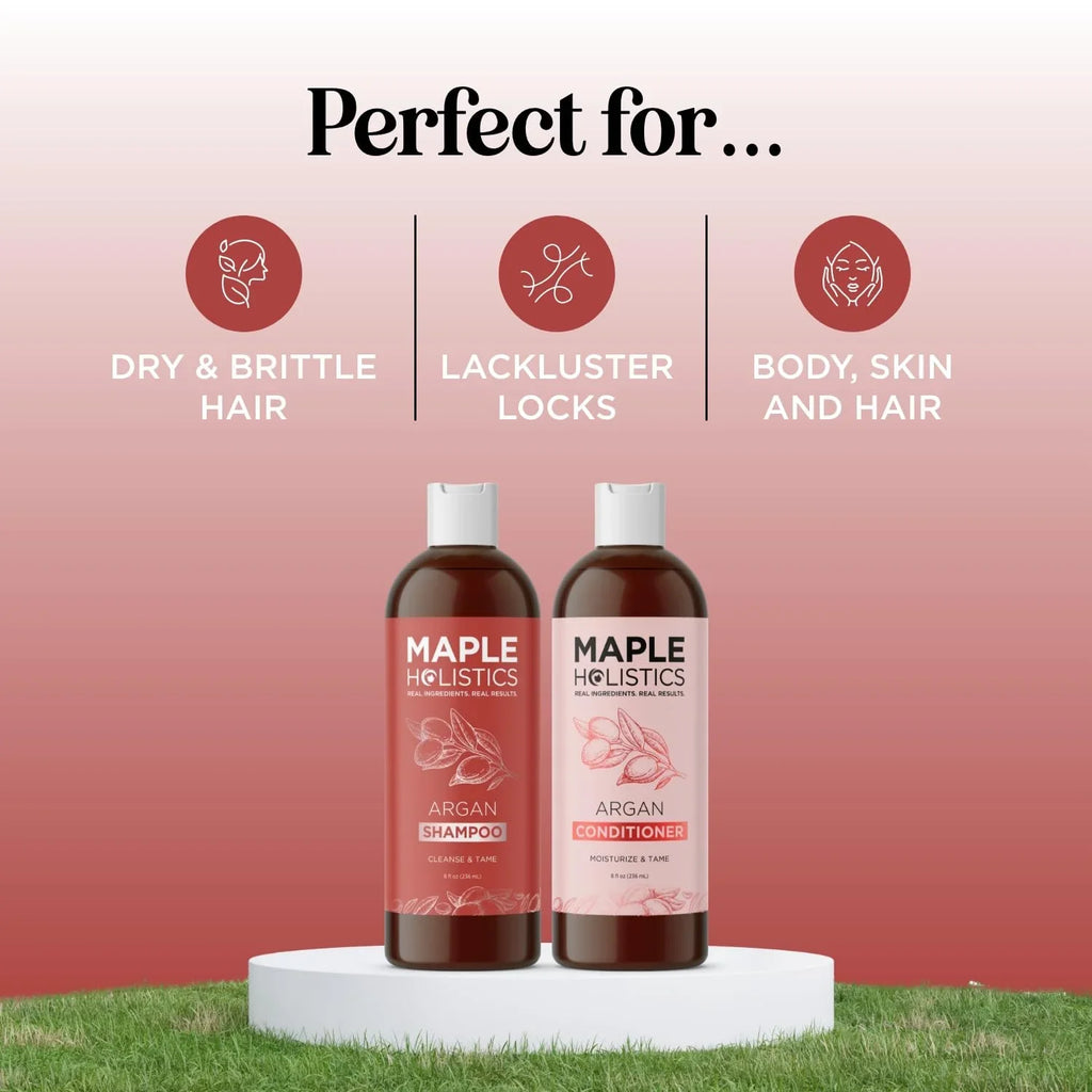 Moisturizing Argan Oil Shampoo and Conditioner for Dry Hair and Curly Hair Shampoo for Frizzy Hair Care - Sulfate Free Shampoo and Conditioner Set, 8 fl oz