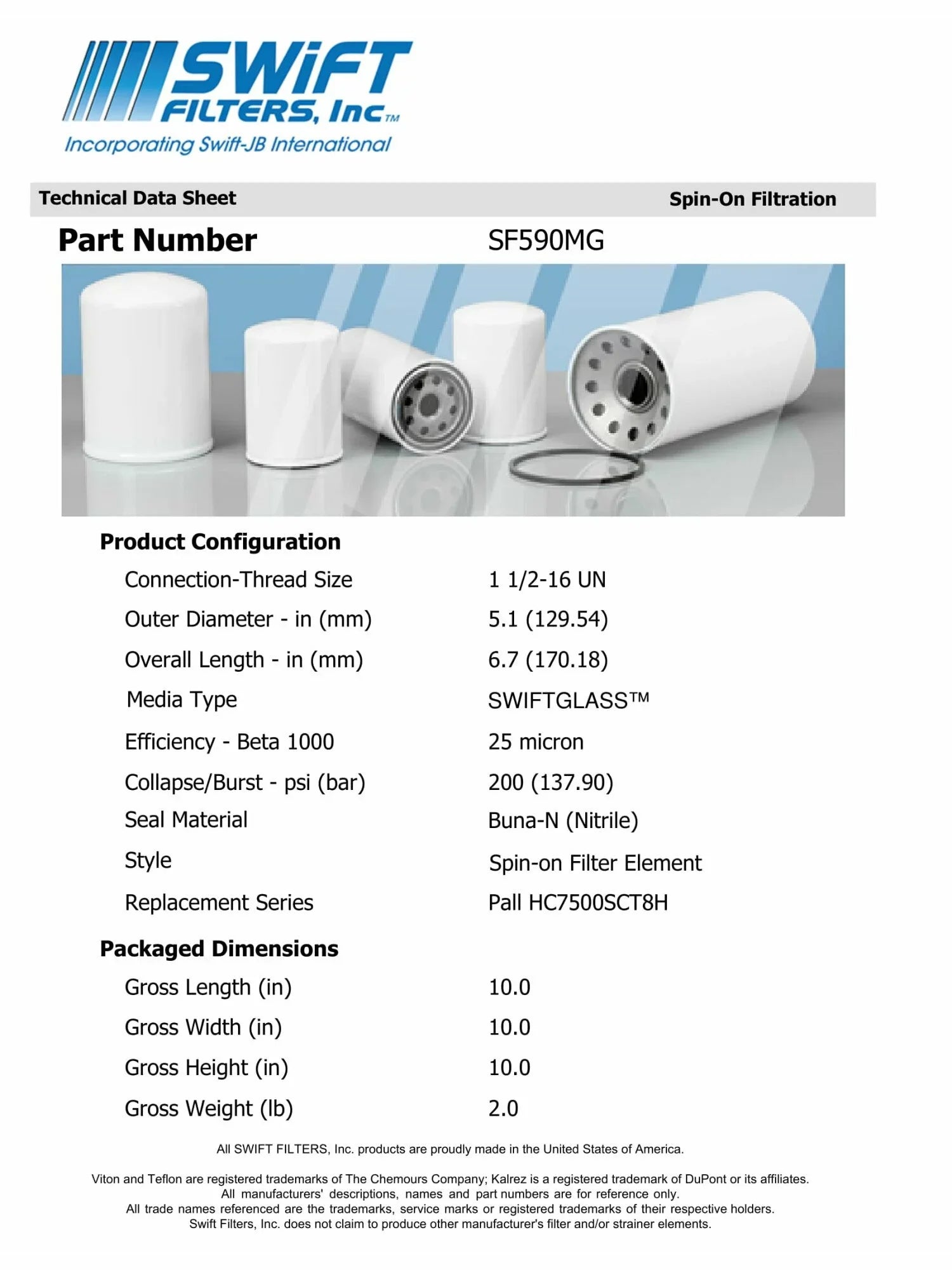 Direct Interchange for  HF6781in-On Filter Element Microglass Construction 25 Micron