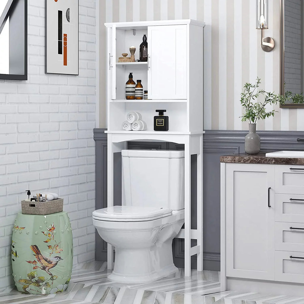 Spirich Home Over The Toilet Storage Cabinet, Bathroom Shelf Over Toilet, Bathroom Organizer Space Saver, White