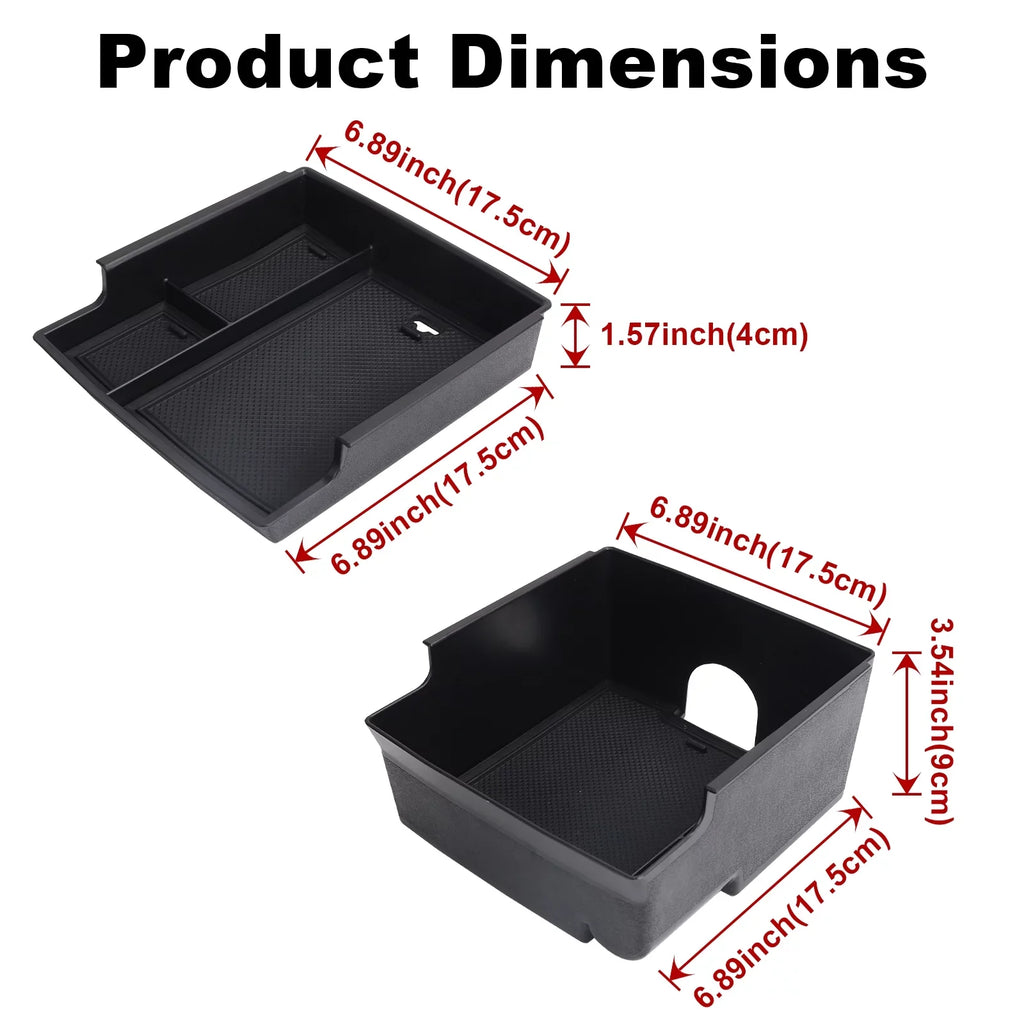 Center Console Organizer Tray,Car Central Control Storage Box Compatible with for Ford Bronco 2021 2022 2 Door 4 Door  Armrest Double Layer Storage Tray (2PCS)