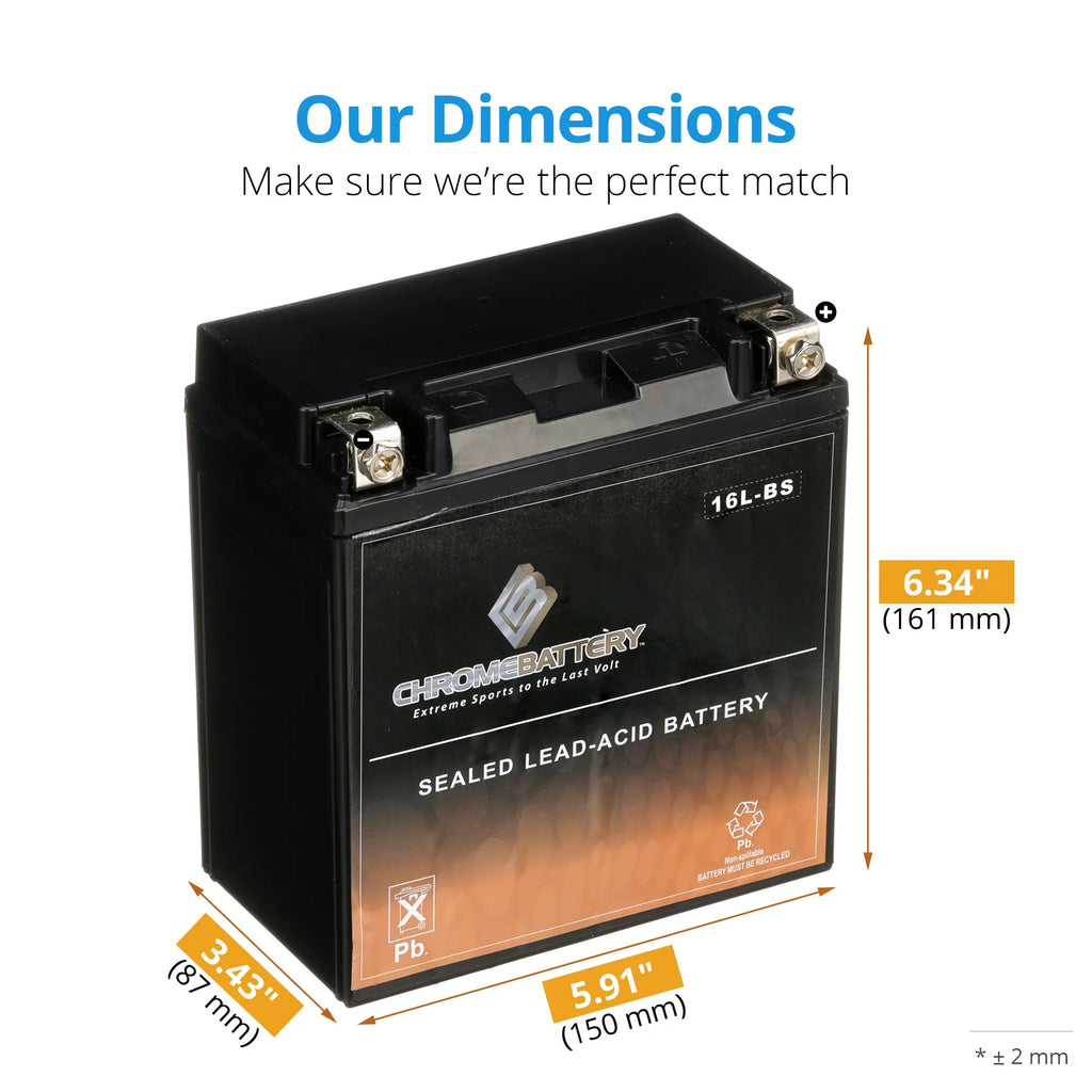 Chrome Battery - (16L- 12 Volt,14 Ah, 230 ) Jet Ski Battery for Kawasaki 650cc Jf650  1991