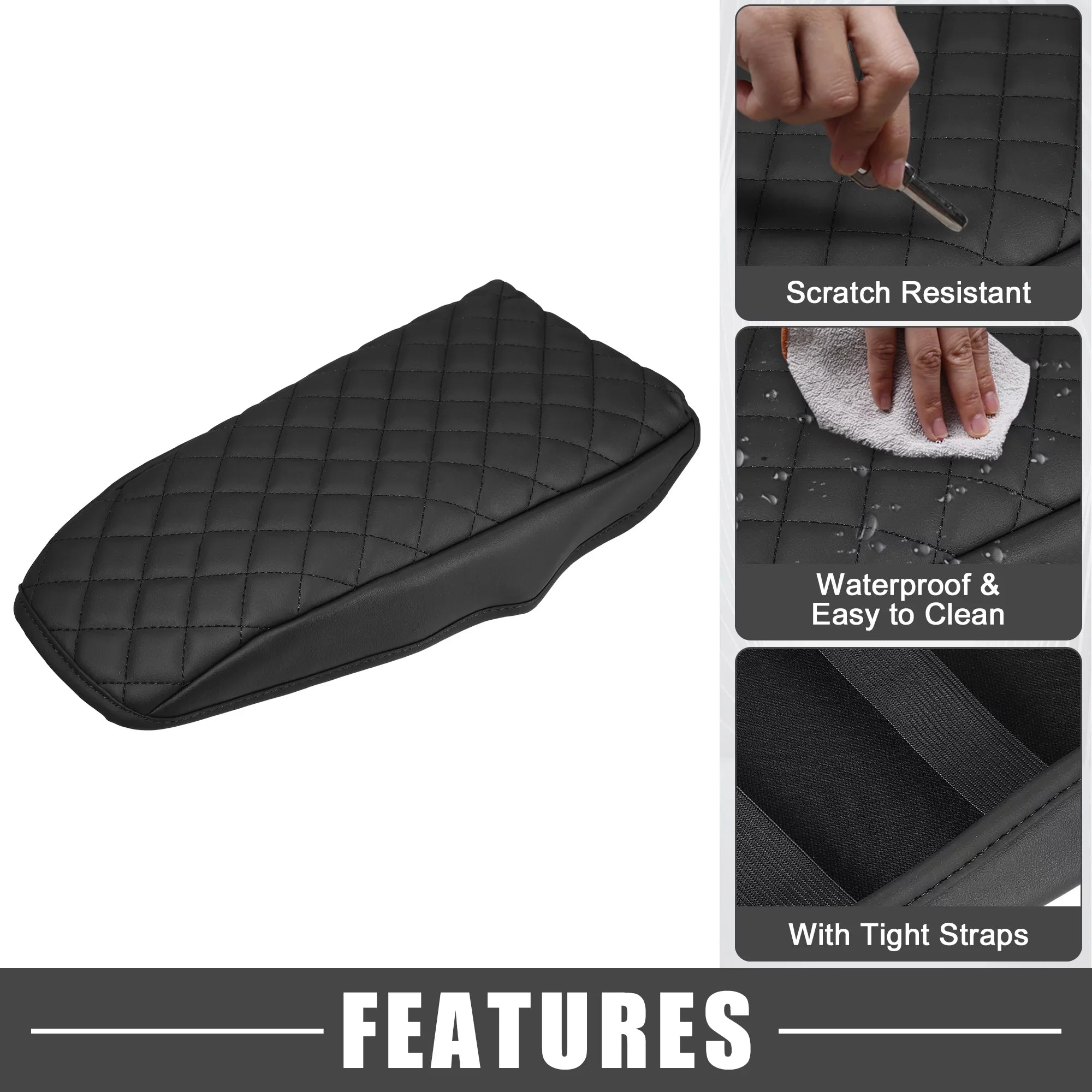 Unique Bargains Car Center Console Pad Waterproof Armrest Seat Box Cover Protector for Ford Bronco Sport 2020-2023 Black