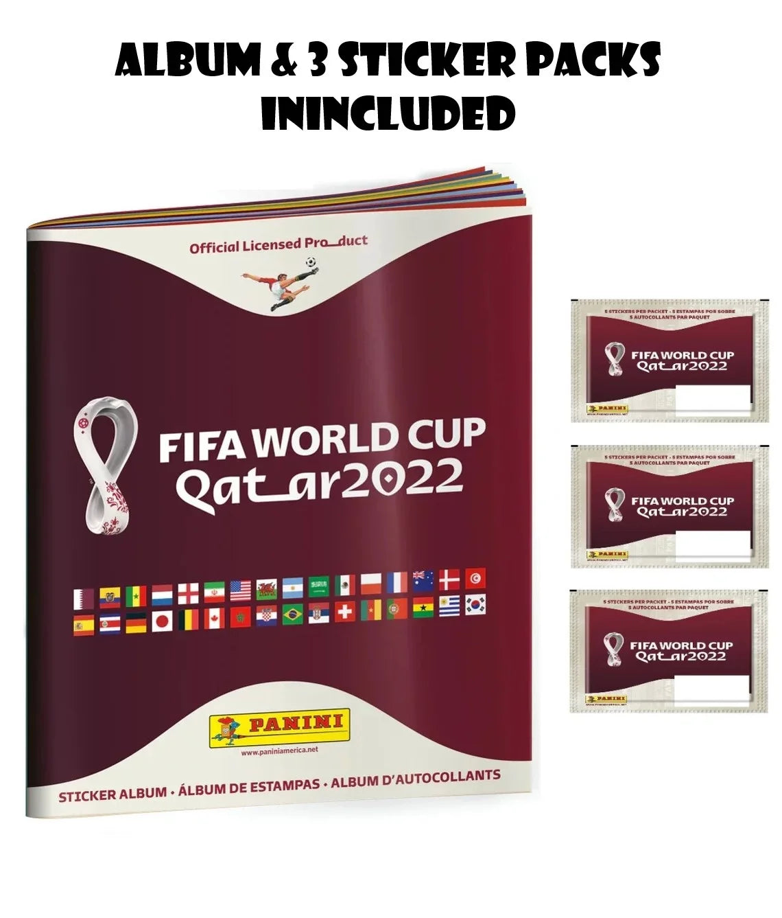 Panini Fifa World Cup Qatar 2022 Album With 3 Sticker Packs Included (Soft Cover)