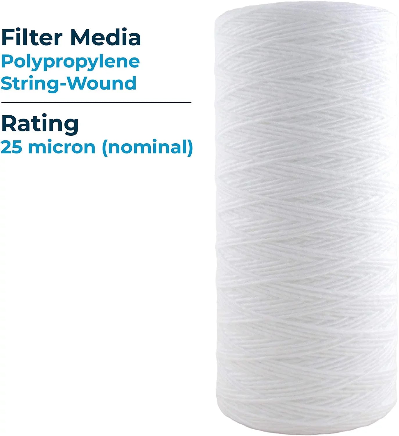 SpiroPure -- 10x4.5 25 Micron String-Wound Polypropylene Water Filter Cartridge  355216-43 - (Case of 8)