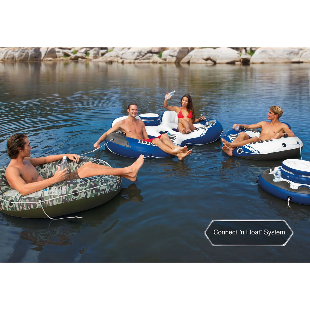 Intex American Flag 2 Person  Float w/ River Run 1 Person Tube (2 Pack)